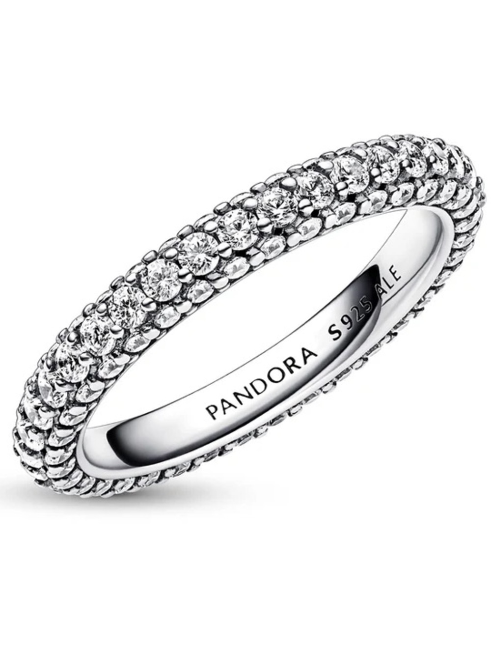 Pandora Silver Pavé Double Row Stackable Ring size 52 / 6
